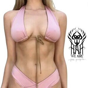 We Are HAH NWT Multiway DIY Reversible Lingerie Lilac Dusty Rose Swim Top  M